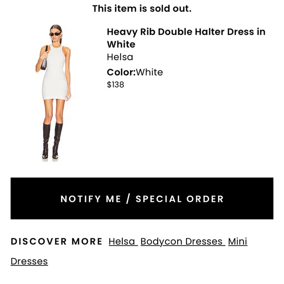 Helsa Heavy Rib Double Halter Dress in White - Picture 7 of 14